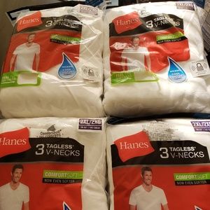 NWT MENS HANES V NECK T SHIRTS 3 PK